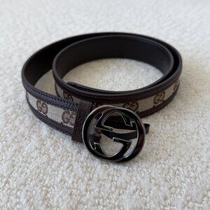 Gucci Leather Monogram _ Brown Belt
